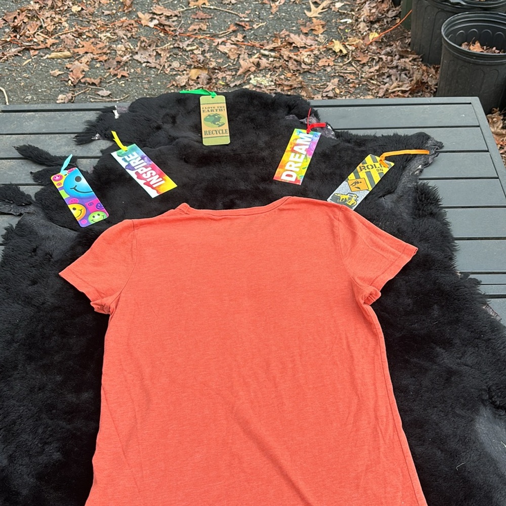 American Eagle Outfitters Orange Distressed SS Tee AEO Embossed Letters L